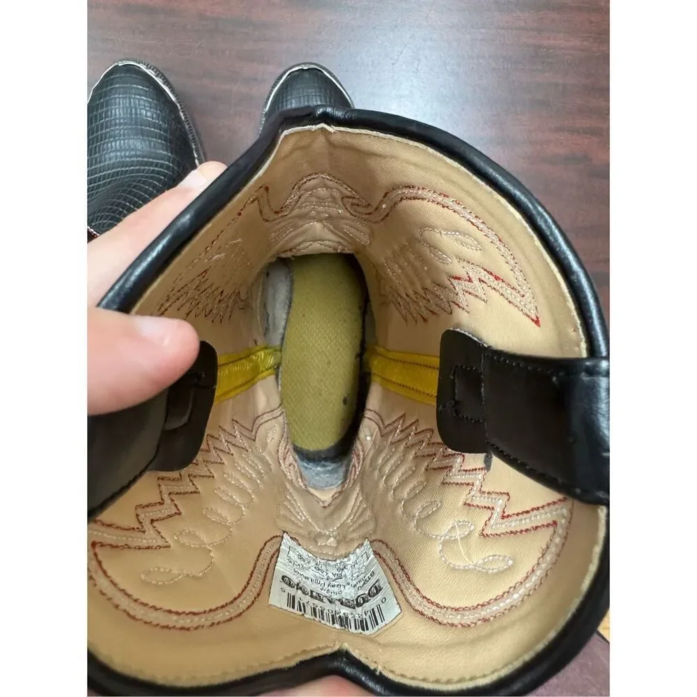 Durango Youth Black Lizard Print Cowboy Boots Size 3.5